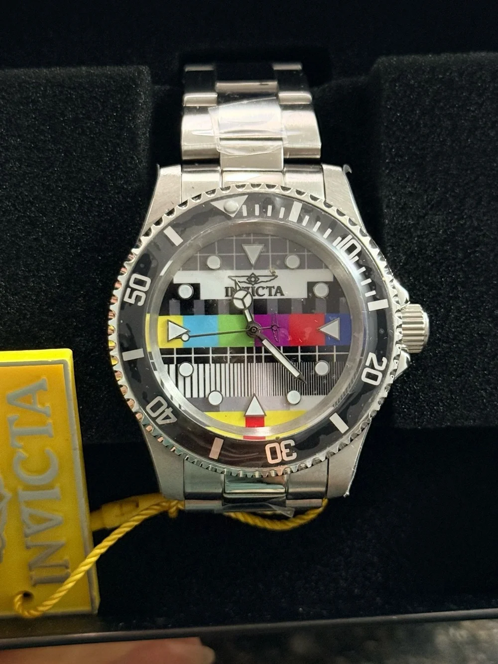 Invicta Silver Men’s Watch with Multicolor Test-Pattern Dial TV